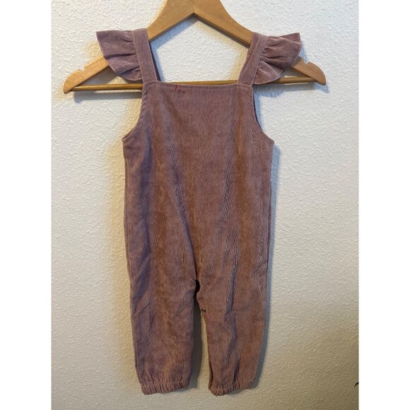 Toddler Girl Pink Suede Button long pant Jumpsuit with pockets 2T - Picture 4 of 4